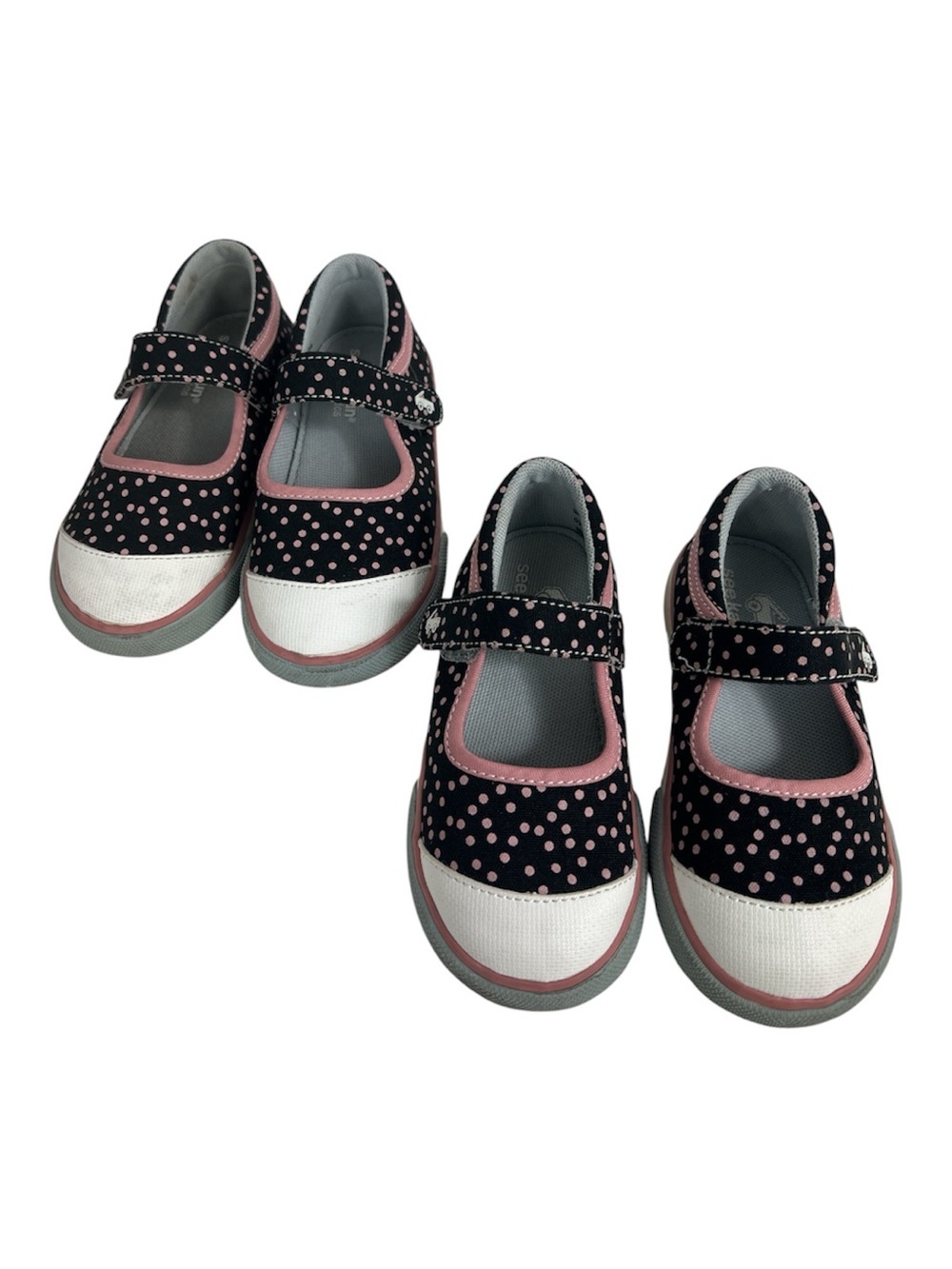 See Kai Run Sz 8 & 9 Sophia Mary Jane Sneaker Bundle Brown & Pink Polka Dots